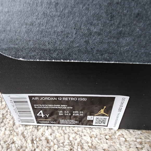 Air Jordan Retro 12 (GS) White Dark Grey - Picture 3 of 10